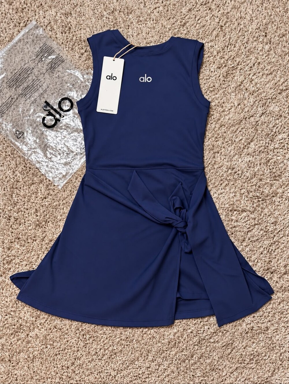 Alo Yoga Navy Blue Sleeveless Tie Front Dress Size S